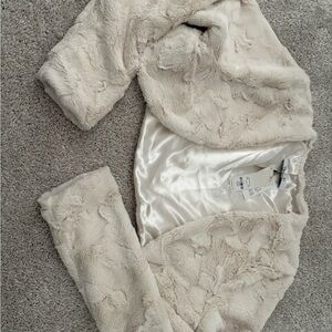 Stoosh Cream Satin Lined Faux Fur Jacket